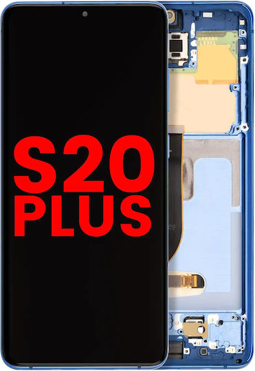 OLED Ersatzbildschirm für Samsung Galaxy S20+ 5G mit Rahmen Plus Aura Blau