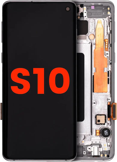 Asamblare OLED cu ramă Samsung Galaxy S10 aftermarket Plus Prism Alb