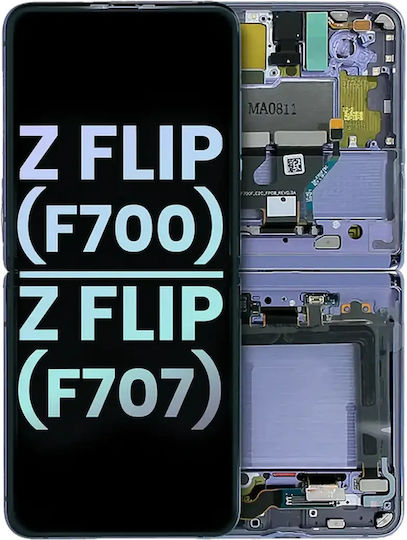 Inner Oled Assembly mit Rahmen Samsung Galaxy Z Flip 4g F700 Service Pack Spiegel Lila