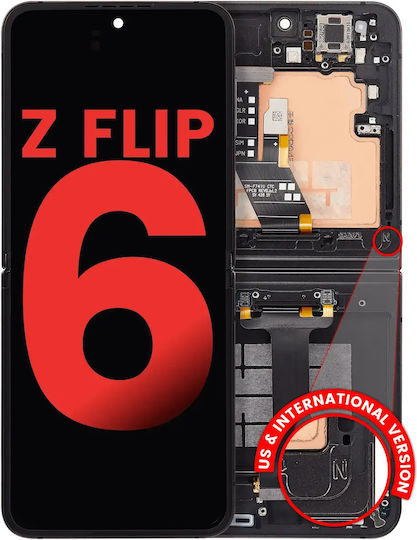 Innen-OLED-Baugruppe mit Rahmen für Samsung Galaxy Z Flip 6 5G US & International Aftermarket Plus Schwarz