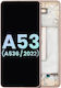 OLED Ersatzbildschirm mit Rahmen Samsung Galaxy A53 5G A536 2022 Service Pack Pfirsich
