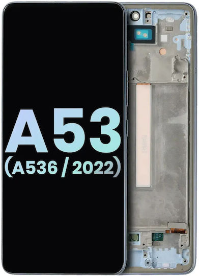 Oled Ersatzbildschirm Rahmen Samsung Galaxy A53 5G A536 2022 Service Pack Blau