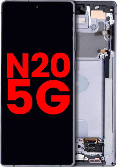 OLED модул с рамка Samsung Galaxy Note 20 5G Aftermarket Plus Mystic Gray
