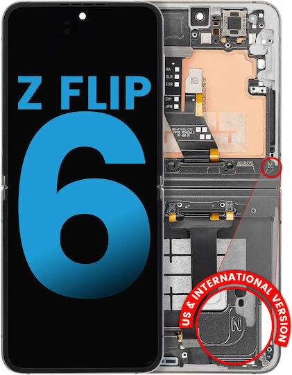 Inner Oled Assembly Frame Samsung Galaxy Z Flip 6 5g Us & International Aftermarket Silver Shadow