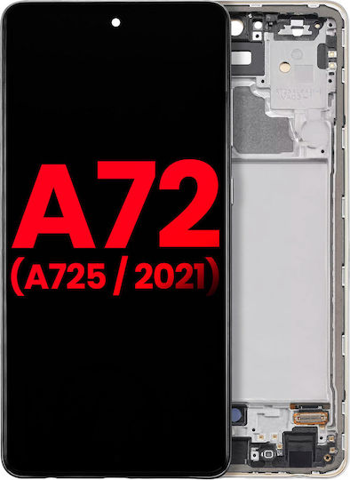 Oled Assembly Frame Samsung Galaxy A72 A725 2021 Aftermarket Plus Awesome White