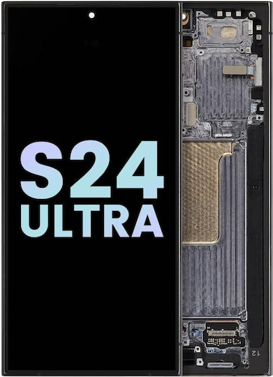 OLED Ersatzbildschirm mit Rahmen Samsung Galaxy S24 Ultra Service Pack Titanium Schwarz