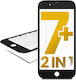 2 In 1 Glass Frame Pre-installed Iphone 7 Plus Premium Black 2 Pack
