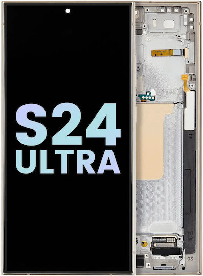 OLED Ersatzbildschirm mit Rahmen Samsung Galaxy S24 Ultra Service Pack Titan Gelb