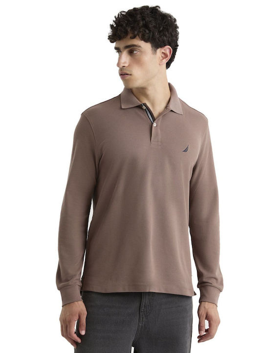 Nautica Polo Μπλούζα Μακρυμάνικη Καφέ