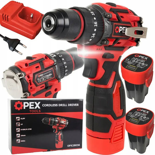 Opex Tools OPX28036 Mașină de Găurit Cu Percuție Cu Baterie Brushless 16.8V 2x1.5Ah