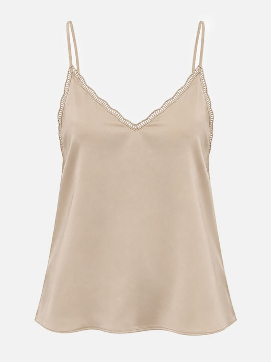 Damen Satin Unterwäsche Top Beige