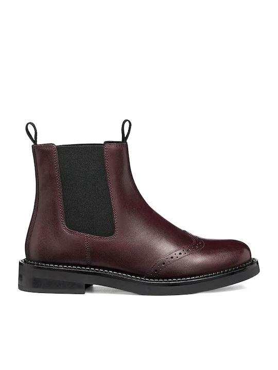 Leder Damen Stiefeletten Burgundisch