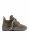 Suede Damen Stiefeletten mit Pelz Khaki
