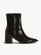 Brown Crocodile Ankle Boots Pointed Toe With Geometric Heel