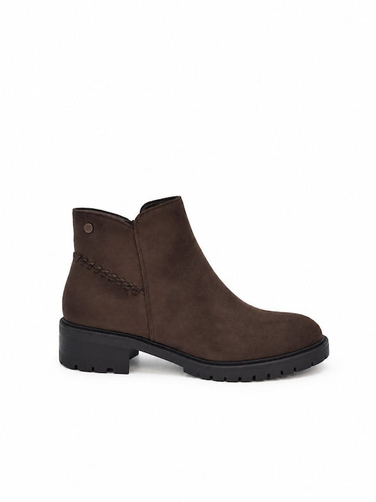 Plato Wildleder Damen Chelsea-Stiefel Braun
