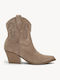 Ghete Dama Cowboy Bej De Catifea Broderii