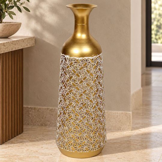 Keskor Decorative Floor Vase Metallic Gold 20x20xH61cm