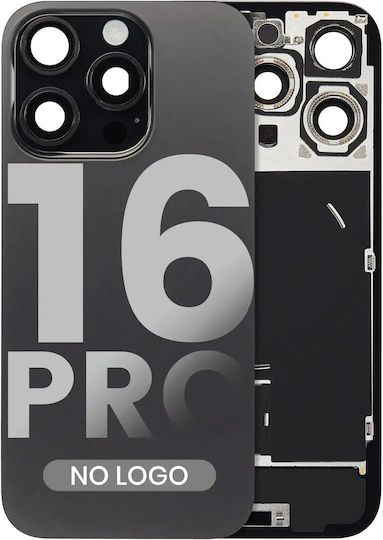 Back Glass W Magsafe Magnet & Nfc & Flashlight Flex Iphone 16 Pro No Logo Aftermarket Black Titanium