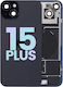 Back Glass W Magsafe Magnet & Nfc & Flashlight Flex Iphone 15 Plus Service Pack Black