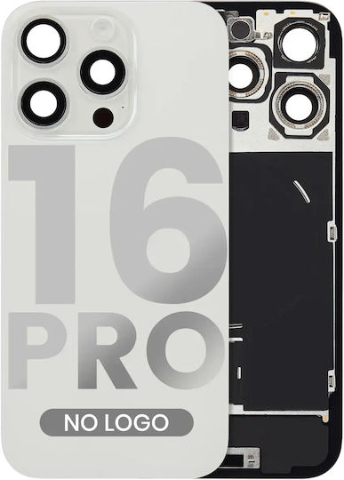 Back Glass W Magsafe Magnet & Nfc & Flashlight Flex iPhone 16 Pro Kein Logo Aftermarket Weiß Titanium