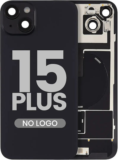Back Glass W Magsafe Magnet & Nfc & Flashlight Flex iPhone 15 Plus Kein Logo Aftermarket Schwarzes