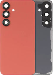 Back Cover Glass Camera Lens Samsung Galaxy S25 5g No Logo Aftermarket Plus Coral Red