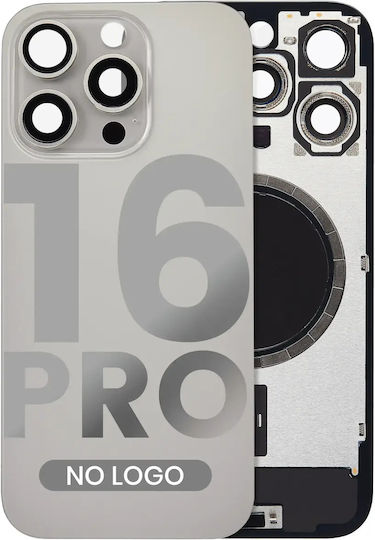 Rückglas W Magsafe Magnet iPhone 16 Pro Kein Logo Aftermarket Natürlicher Titan