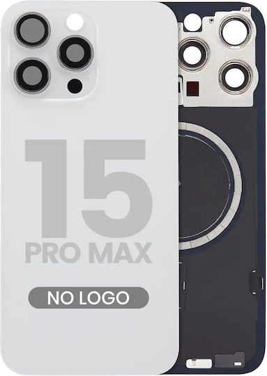 Rückglas W Magsafe Magnet iPhone 15 Pro Max Kein Logo Aftermarket Weiß Titanium