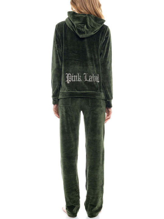 Pink Label Winter Women's Pyjamas Set Cotton Green