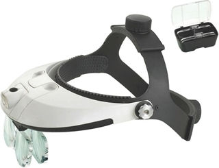 Gima Vergrößerungskopfbrille mit 2 LEDs 5 Gläsern