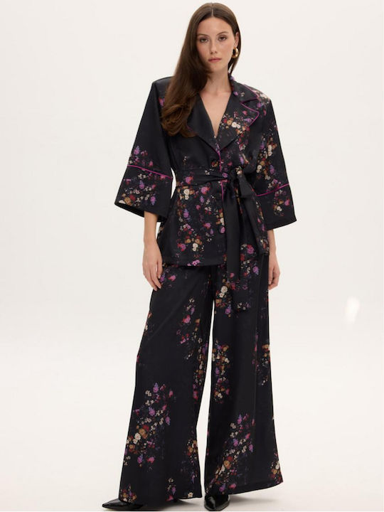 Ciel Winters Damen Schlafanzug Set Schwarz