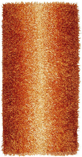 Koulis Carpets Handmade Non-slip Rectangular Shaggy Orange Living Room Rug 65x140cm