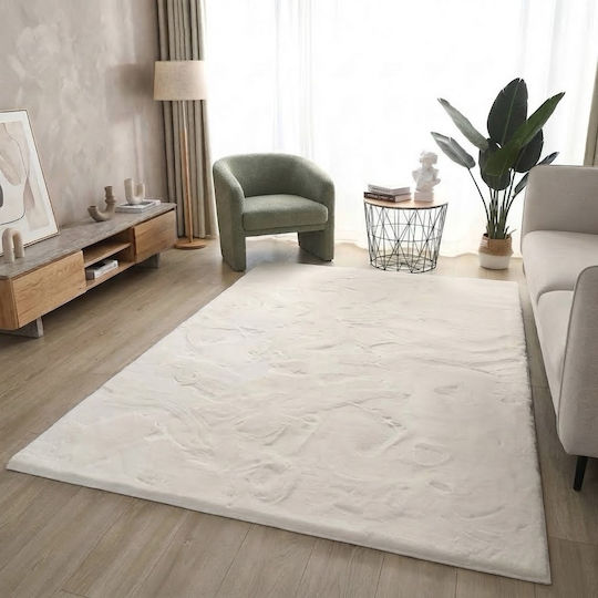 SpitiBazaar Rabbit Covor Antiderapant Rectangular Din Blană Ecru 160x230cm