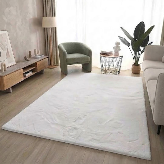 SpitiBazaar Non-Slip Rug Rectangular Furry White 120x180cm