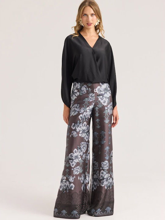 Damen Hochgebirge Pantaloons Mit Gummiband In Blumen Grau