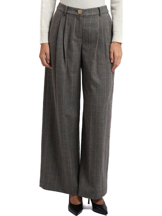 Armani Exchange Women's Fabric Pantaloons Brown Beige Blue