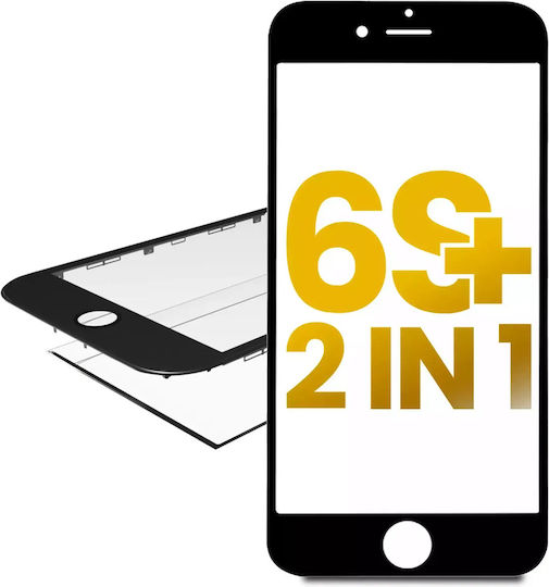 2 In 1 Front Glass + Frame Pre-installed Iphone 6s Plus Black 2 Pack