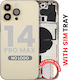 Back Housing W Small Parts Iphone 14 Pro Max Eu Global Version Aftermarket Plus Gold