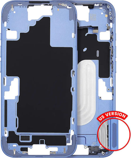 Mid-frame Housing Power Volume Button Iphone 16 Us Version Aftermarket Plus Ultramarine