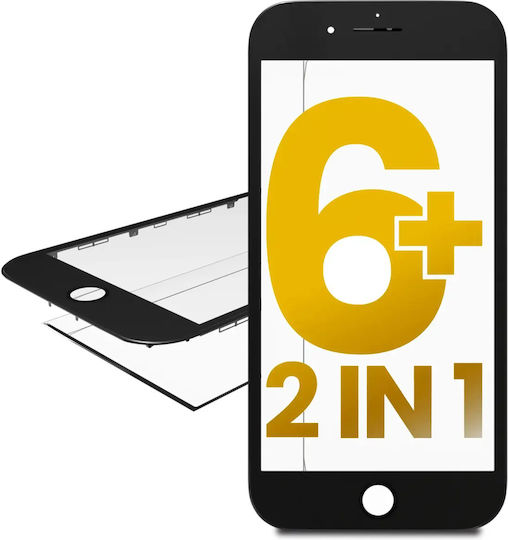 2 In 1 Front Glass + Frame Pre-installed Iphone 6 Plus Black 2 Pack