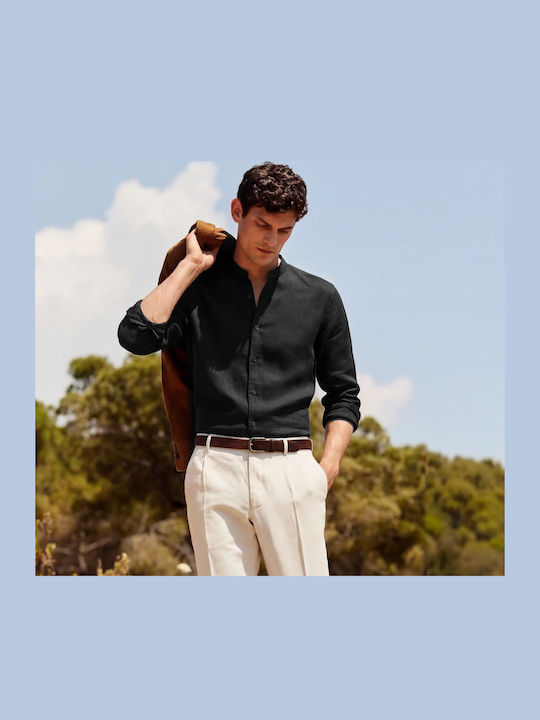 Panda Clothing Long Sleeve Linen Shirt in Regul...
