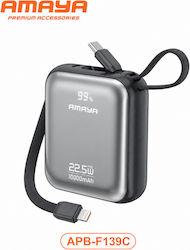 Amaya Apb-f139c Power Bank 10000mah 22.5w Ενσωματωμένα Καλώδια Usb-c & Lightning Ψηφιακή Οθόνη Μαύρο Amaya Apb-f139c Power Bank 10000mah 22.5w Ενσωματωμένα Καλώδια Usb-c & Lightning Ψηφιακή Οθόνη Μαύρο