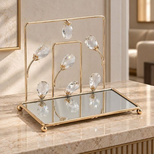 Keskor Decorative Metallic Tray with Mirror 22x11x17cm