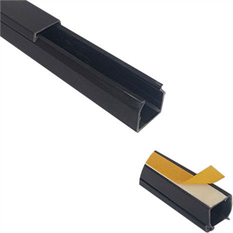 Closed Cable Channel 12x12mm Black Self-Adhesive Lineme 33-0512012-2
