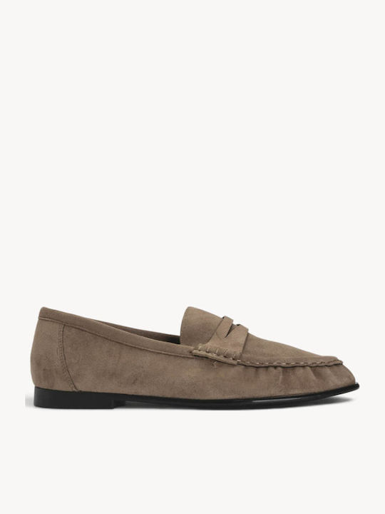 Mocasini Dama Bej De Catifea Penny Strap
