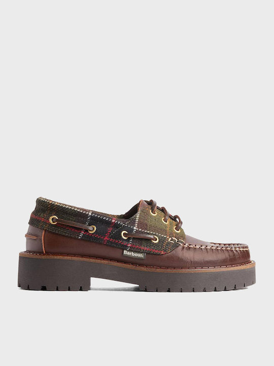 Barbour Leather Women's Boat Shoes in Brown Colour