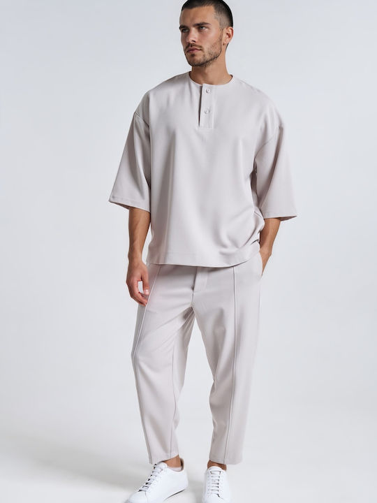 P/Coc Ανδρικό Παντελόνι Relaxed Fit Εκρού