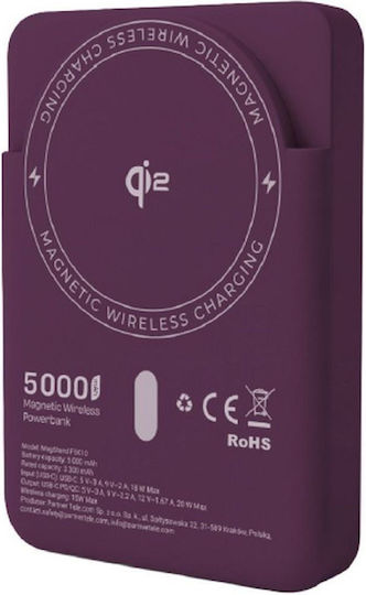 Forcell F-Energy F5K10 MagSafe Qi2 Външна батерия 5000mAh 20W Захранване с висока мощност / Бързо зареждане Бордо