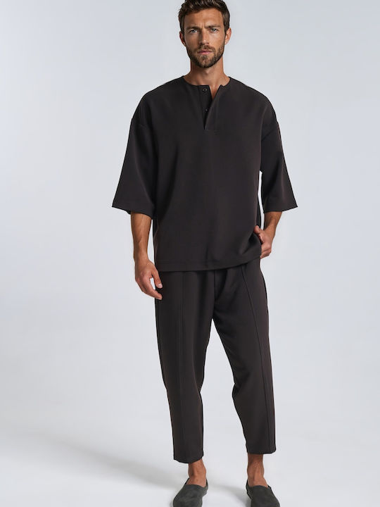 P/Coc Ανδρικό Παντελόνι Σετ Relaxed Fit Καφέ