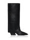 Leather Women's Boots with High Heel Black